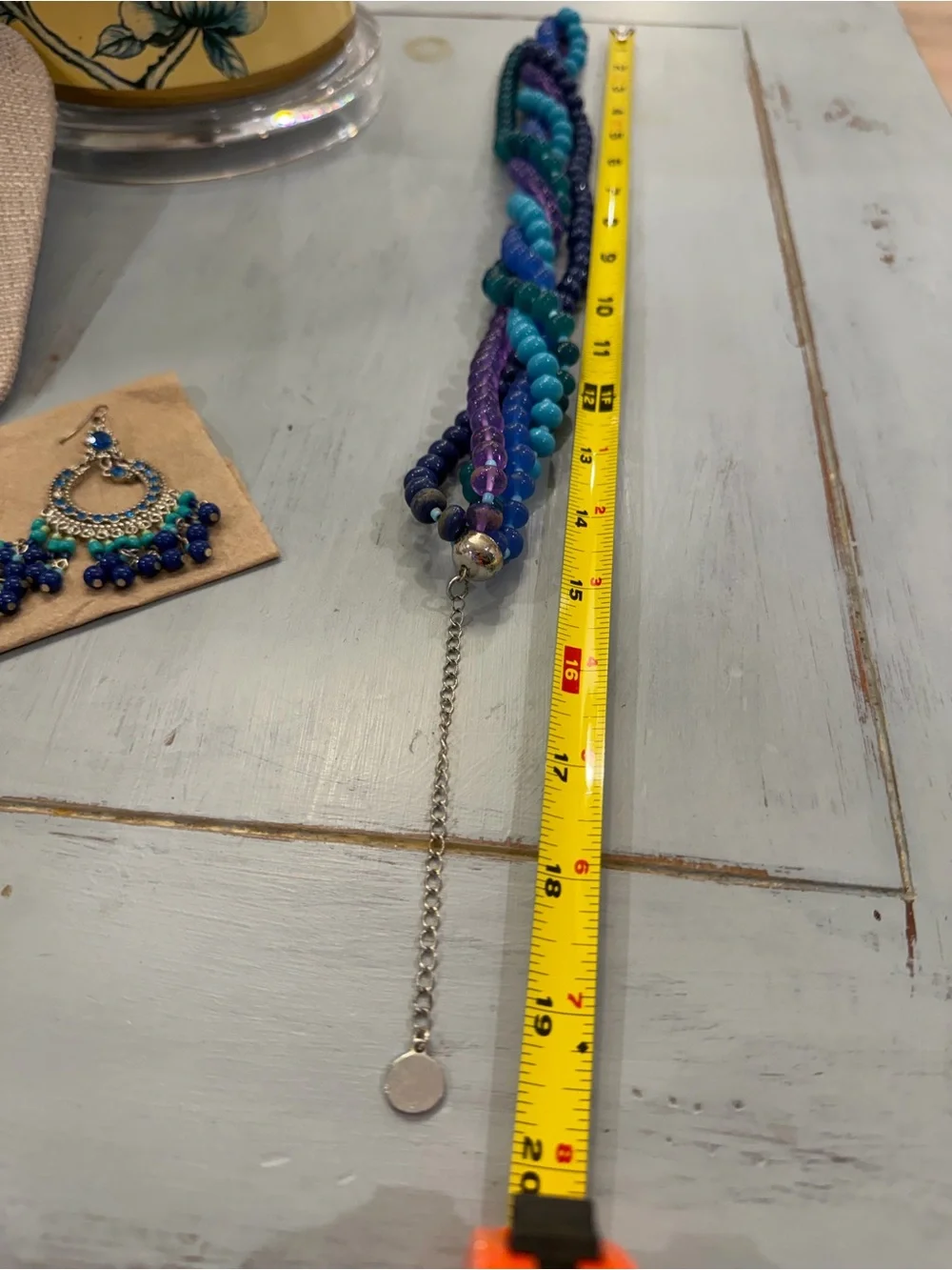Multi-Strand Blue & Teal Beaded Necklace with Matching Earrings VYG Dana Buchman